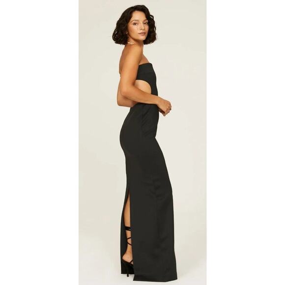 Rent the runway sz 10 Black Halo Eve Chana solid black cutout strapless gown - Picture 3 of 4
